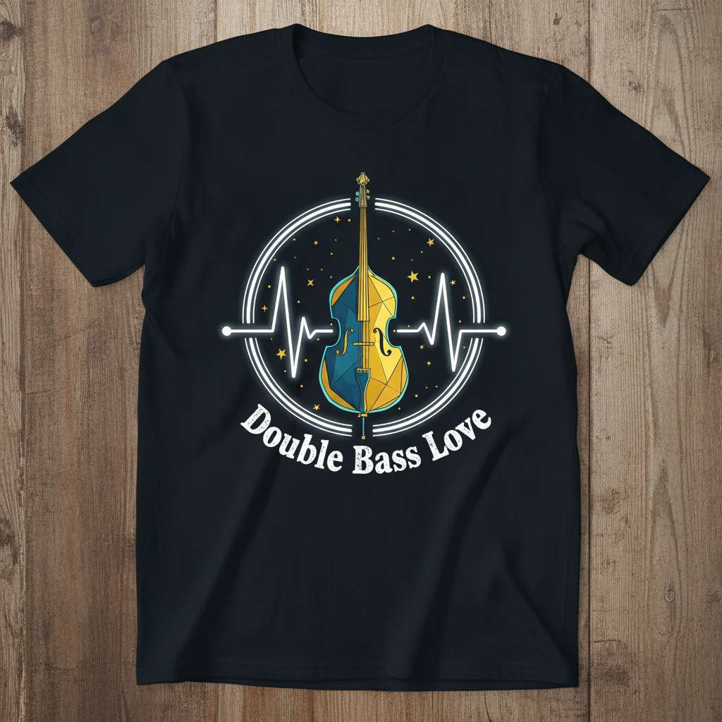 Double Bass Love Graphic T-Shirt, Music Gift Tee Idea