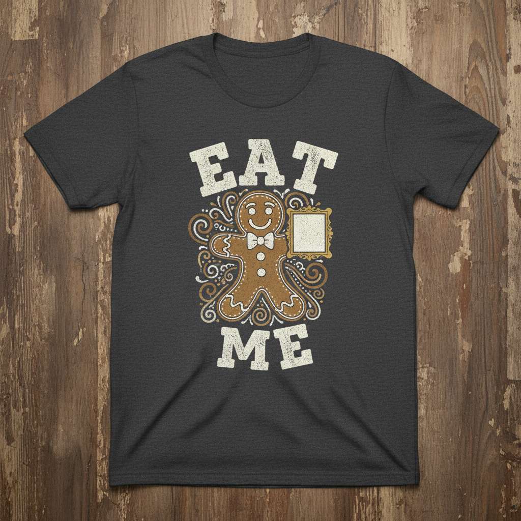 Eat Me Gingerbread Man Graphic T-Shirt, Funny Christmas Tee