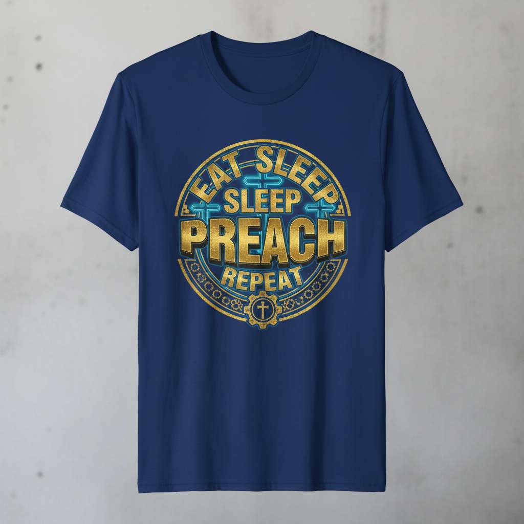 Eat Sleep Preach Repeat Graphic T-Shirt, Funny Pastor Tee Gift Idea