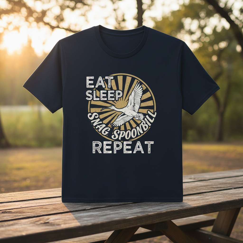 Eat Sleep Snag Spoonbill Repeat Graphic T-Shirt, Funny Birding Tee Gift Idea