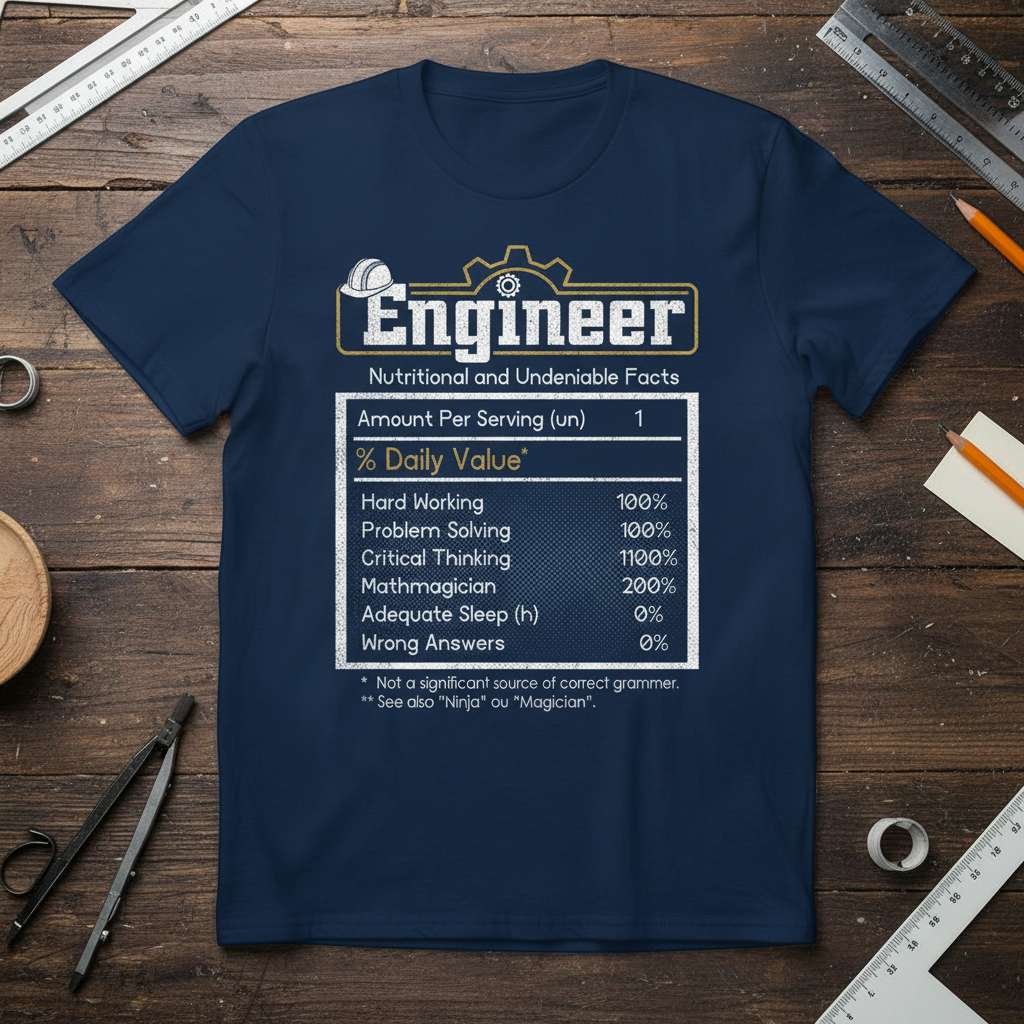 Engineer Nutritional and Undeniable Facts T-Shirt, Funny Engineering Tee Gift Idea