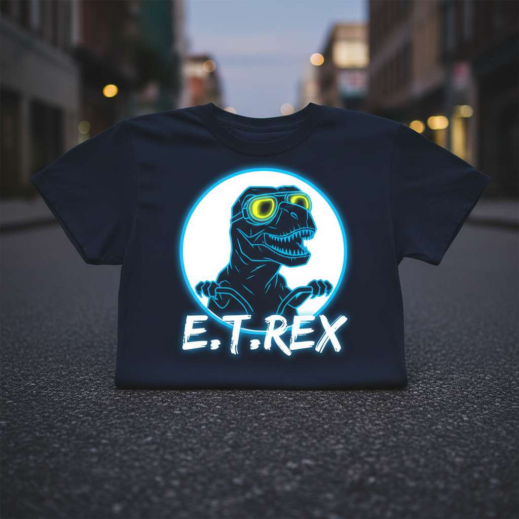 E.T. Rex Funny Dinosaur T-Shirt, Graphic Retro Tee Gift Idea