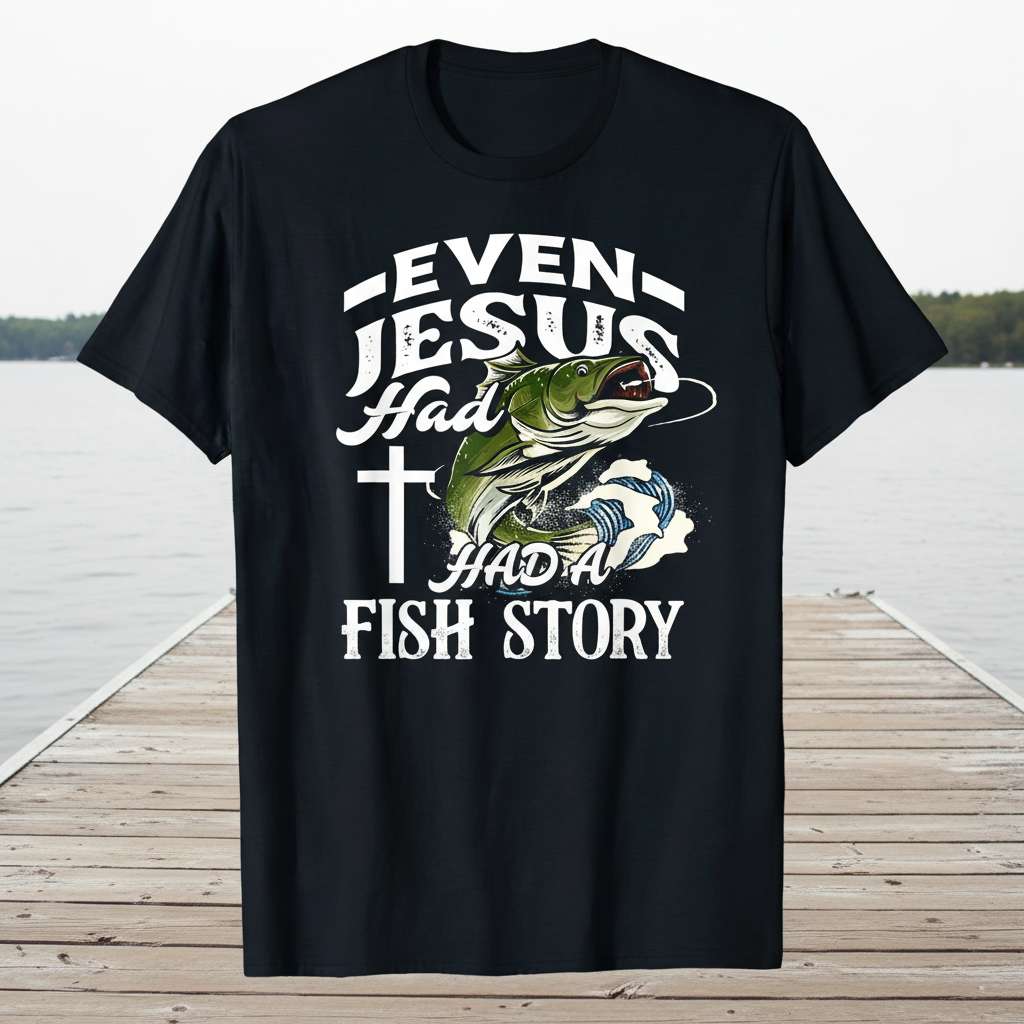 Even Jesus Had a Fish Story Christian Funny Fishing T-Shirt, Gift Tee