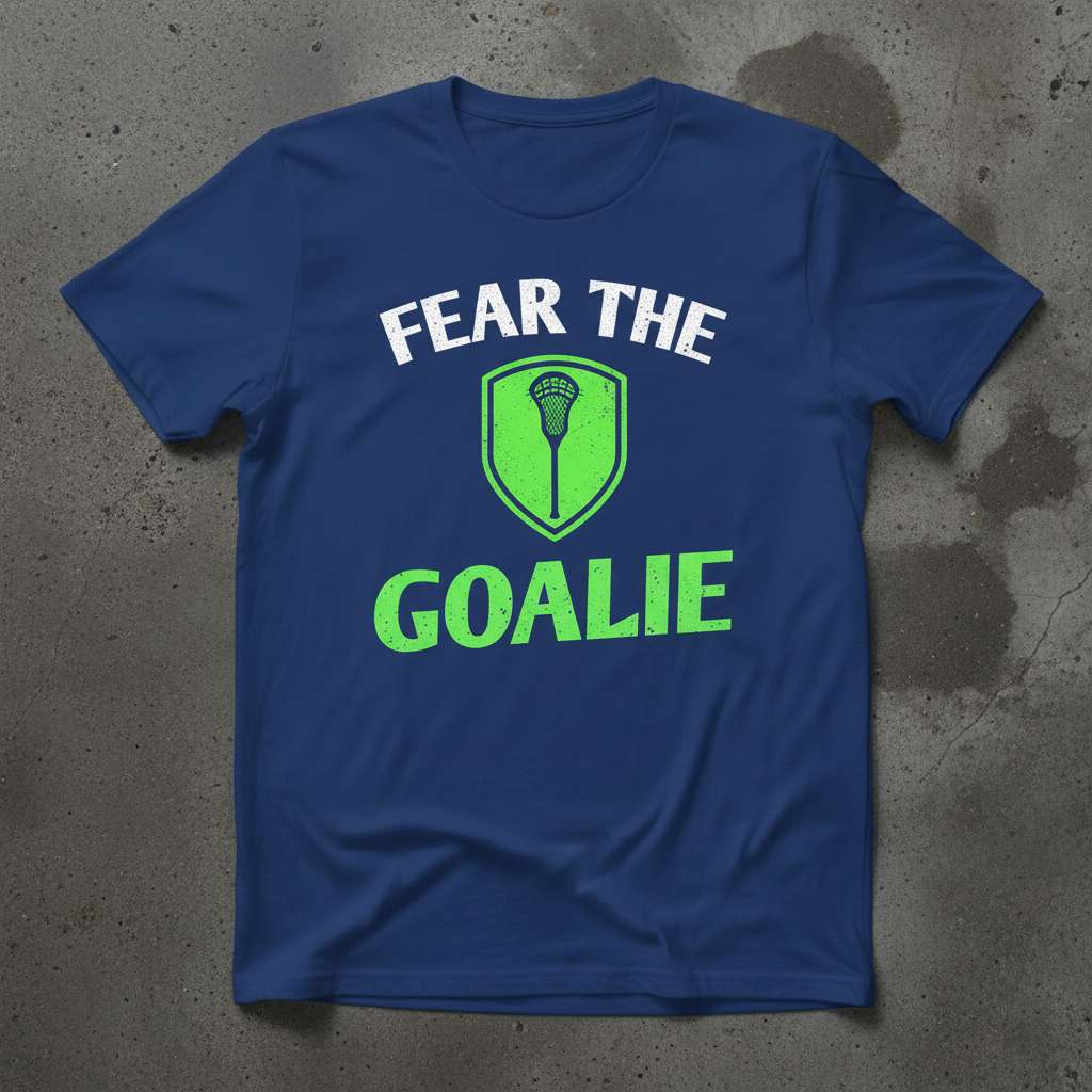 Fear The Goalie Distressed Lacrosse T-Shirt, Funny Graphic Tee Gear Present