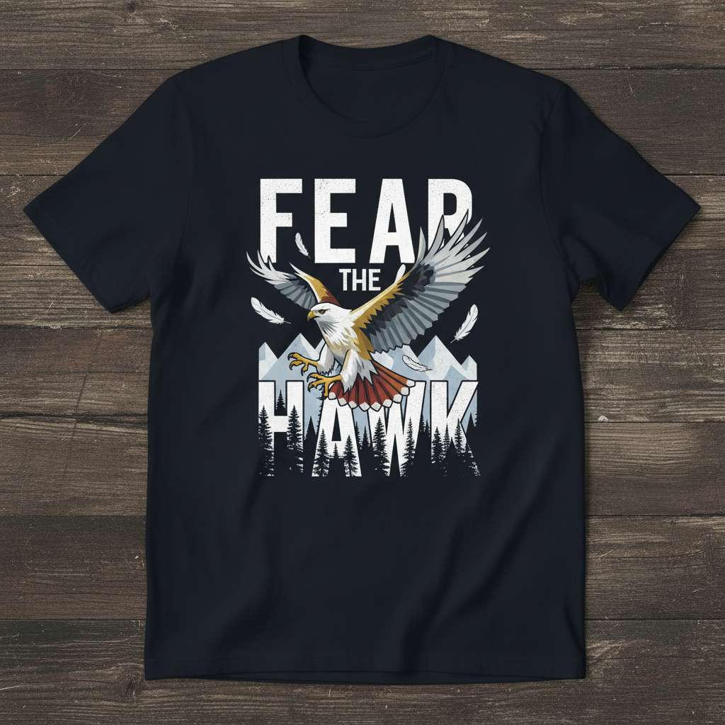Fear The Hawk Graphic T-Shirt, Bold Bird Tee Gift Idea