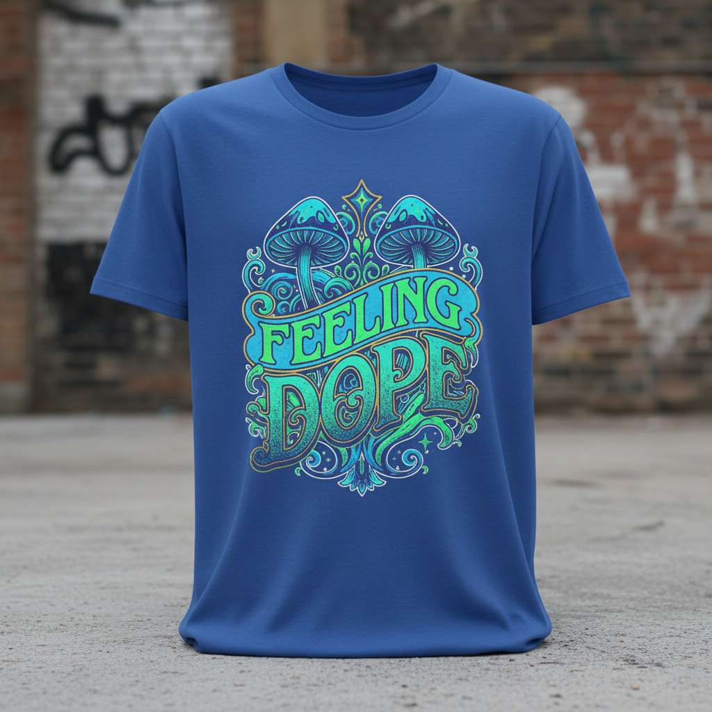 Feeling Dope Mushrooms Trippy Graphic T-Shirt, Psychedelic Tee Gift Idea