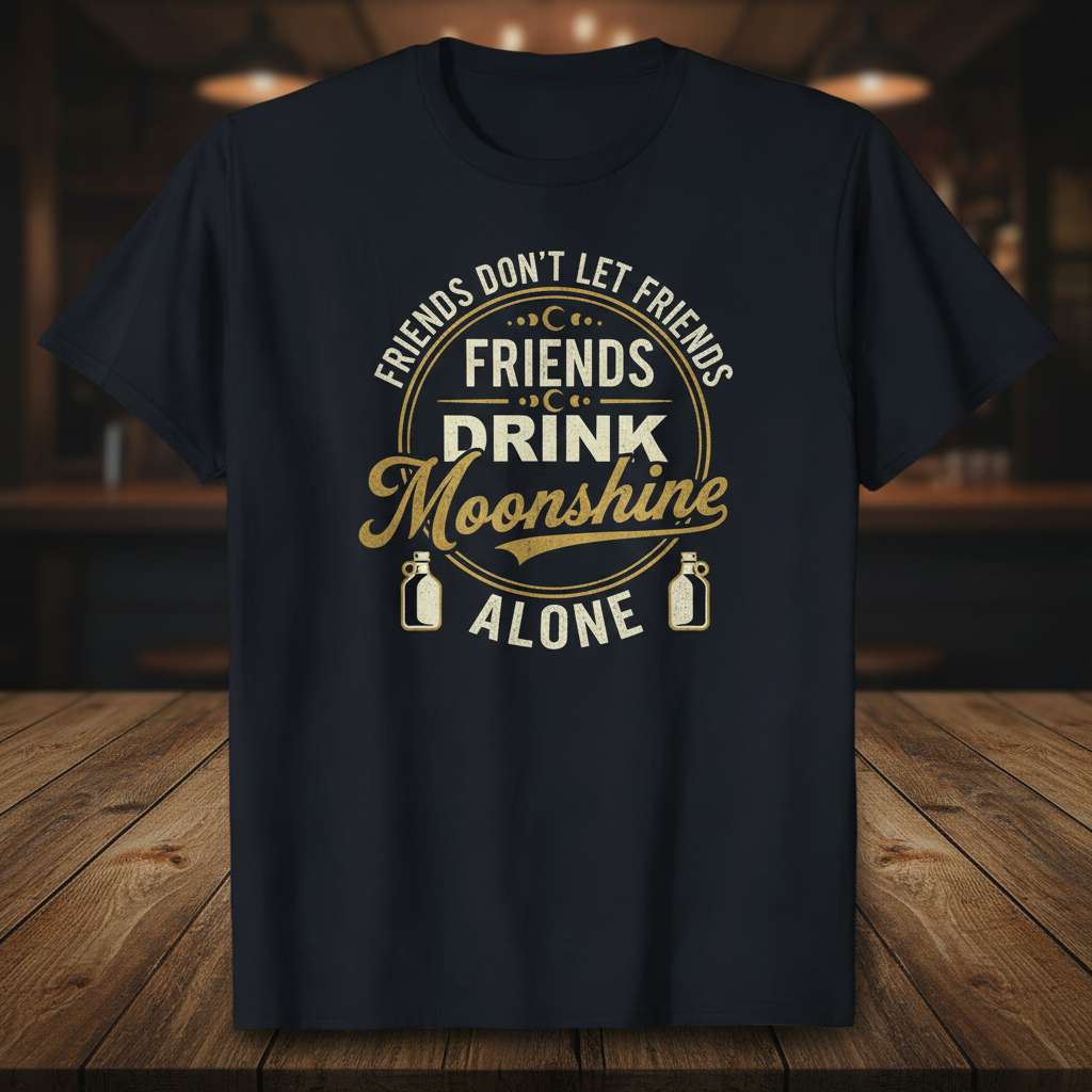 Friends Dont Let Friends Drink Moonshine Alone Graphic T-Shirt, Funny Gift Tee
