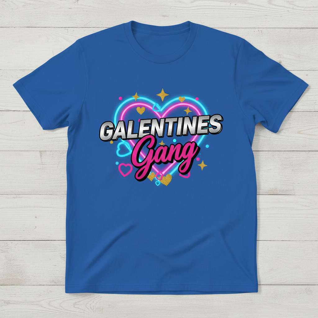 Galentines Gang Neon Heart T-Shirt, Funny Galentines Tee Outfit
