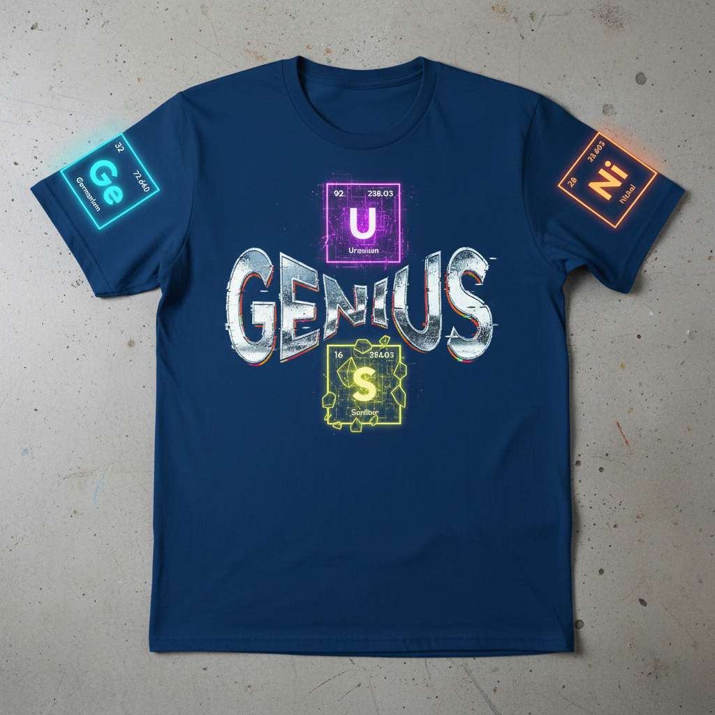 Genius Periodic Table Science Funny T-Shirt, Nerd Graphic Tee Gift Idea