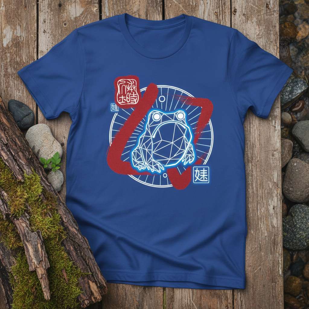 Geometric Frog Japanese Art T-Shirt, Cute Graphic Tee Gift Idea