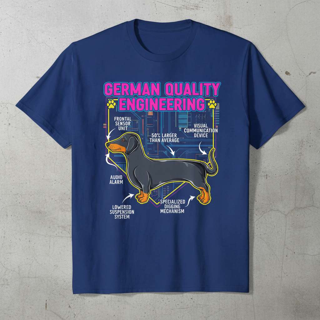 German Quality Engineering Dachshund T-Shirt, Funny Dog Lover Tee Gift Idea