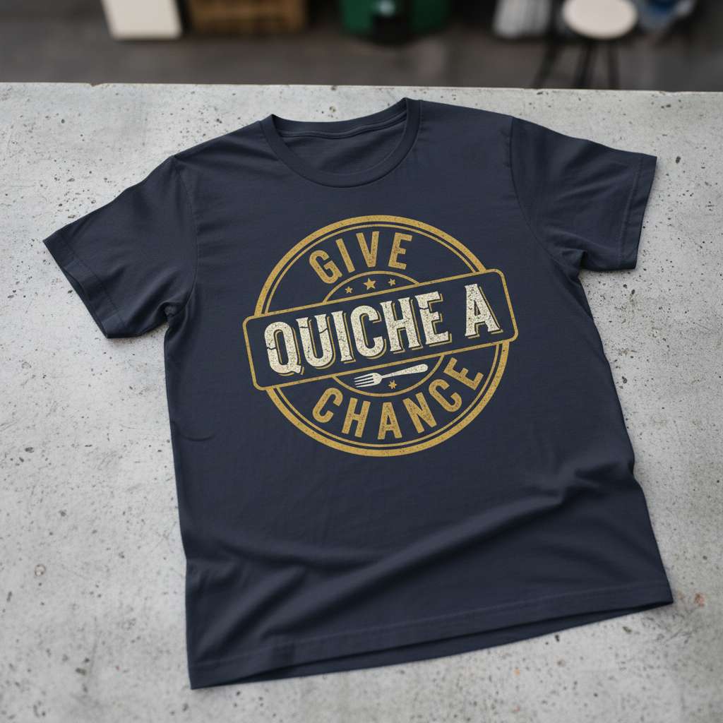 Give Quiche A Chance Vintage T-Shirt, Funny Foodie Tee Gift Idea