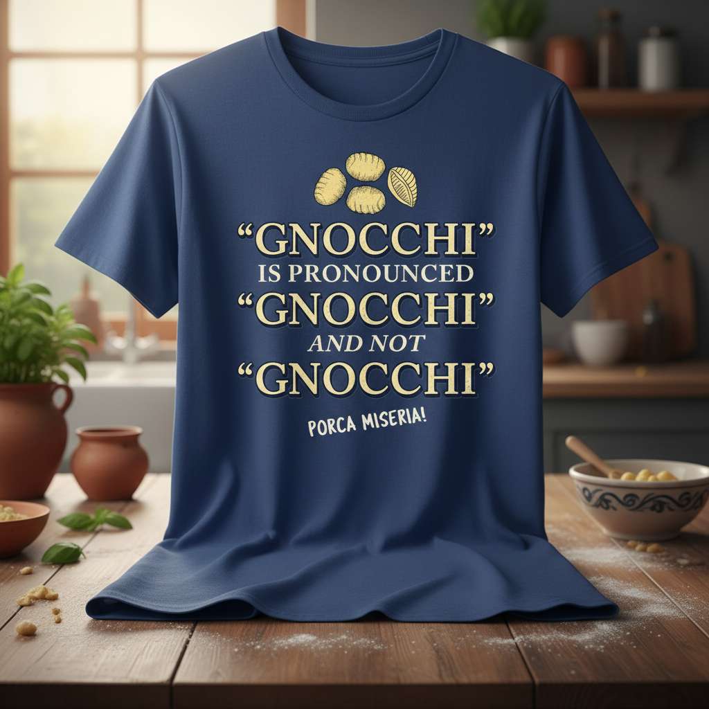 Gnocchi Is Pronounced Gnocchi And Not Gnocchi Porca Miseria Funny T-Shirt, Italian Food Tee Gift Idea