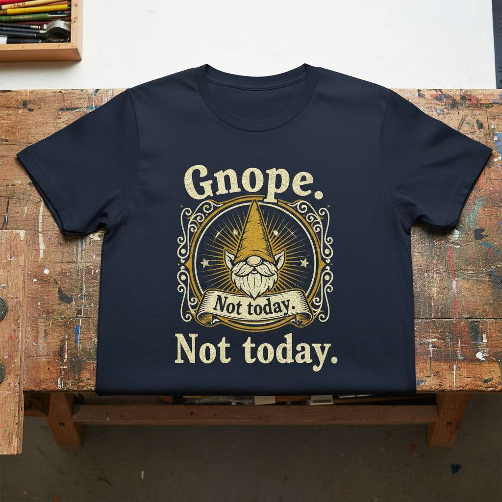 Gnope. Not Today. Not Today. Graphic T-Shirt, Funny Gnome Tee Gift Idea