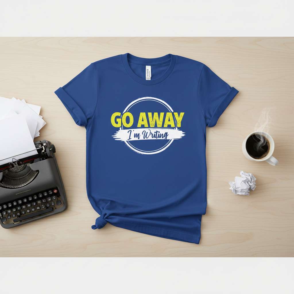 Go Away Im Writing Funny Graphic T-Shirt, Novelty Writer Tee Gift Idea