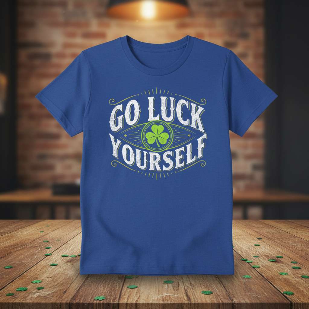 Go Luck Yourself St Patricks Day Graphic T-Shirt, Funny St. Paddys Tee Gift Idea