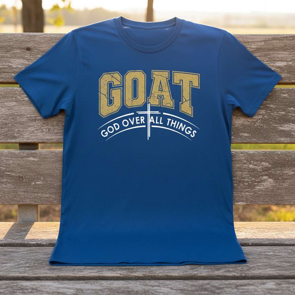 God Over All Things Goat Graphic T-Shirt, Funny Faith Tee Gift Idea