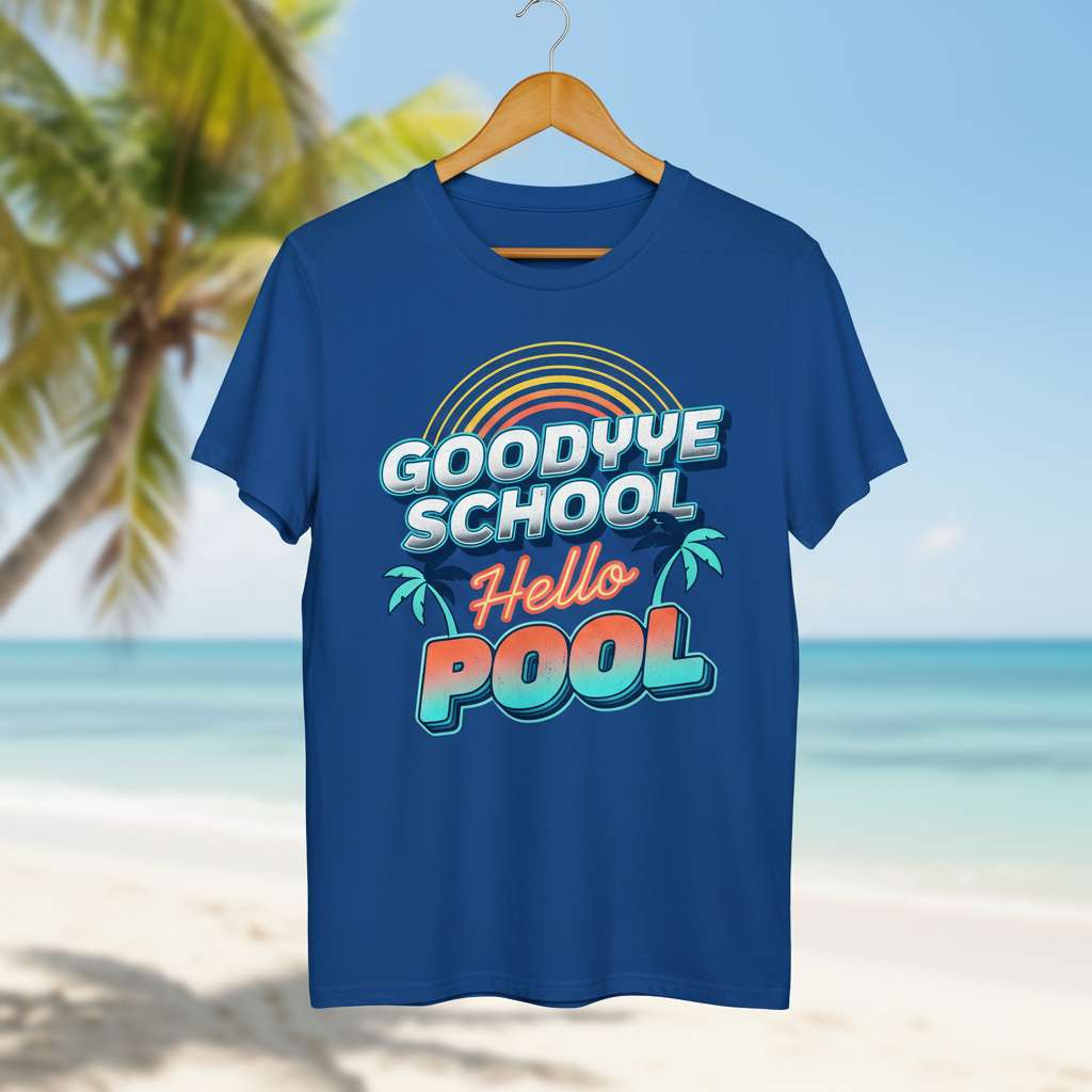 Goodbyye School Hello Pool Funny Summer T-Shirt, Graphic Beach Tee Outfit