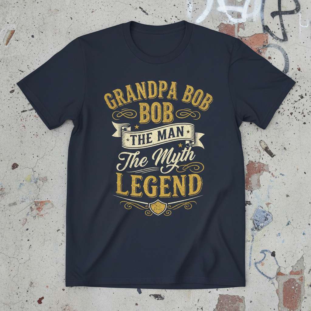 Grandpa Bob The Man The Myth Legend T-Shirt, Graphic Birthday Tee Gift Idea
