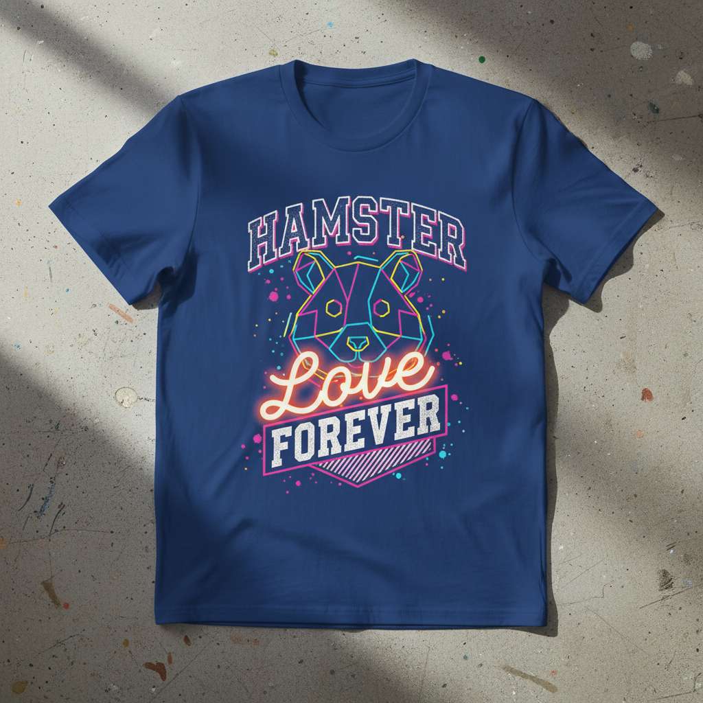 Hamster Love Forever Graphic T-Shirt, Cute Neon Tee Gift Idea