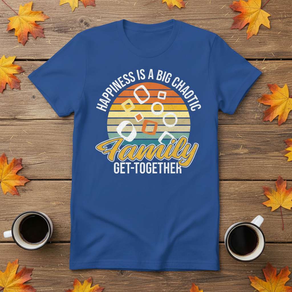 Happiness Is A Big Chaotic Family Get-Together T-Shirt, Graphic Family Tee Souvenir