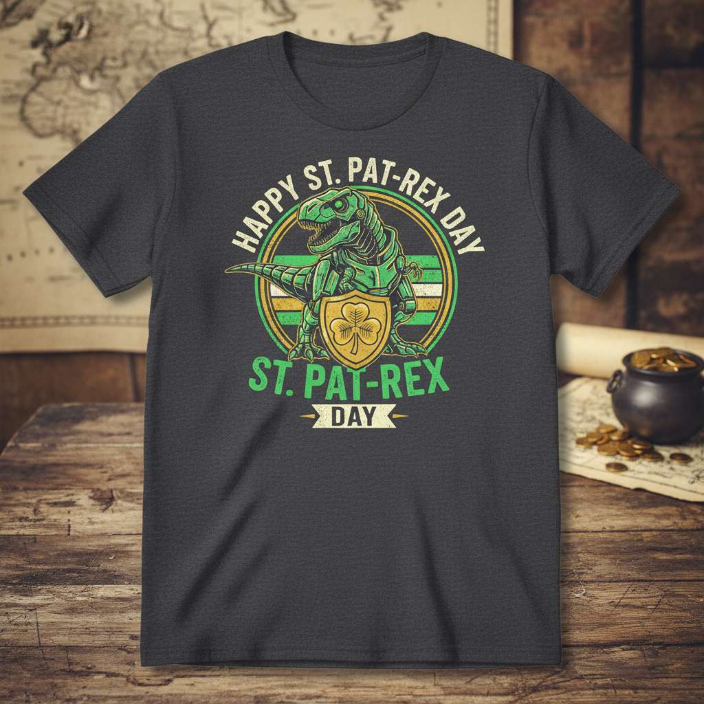 Happy St. Pat-Rex Day St. Pat-Rex Day T-Shirt, Funny St. Patricks Day Tee Gift Idea