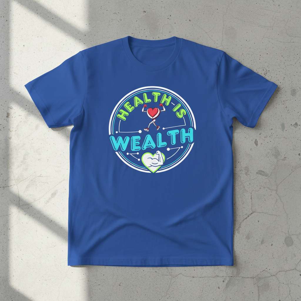 Health Is Wealth Graphic T-Shirt, Fitness Motivation Tee Gift Idea
