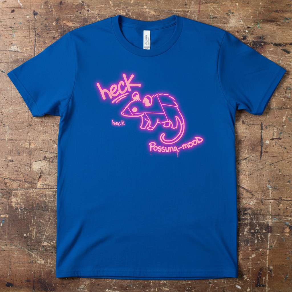 Heck Possung-Mood Neon Graphic T-Shirt, Funny Opossum Tee Gift