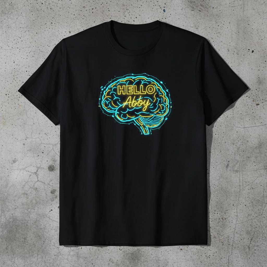 Hello Abby Neon Brain T-Shirt, Graphic Novelty Tee