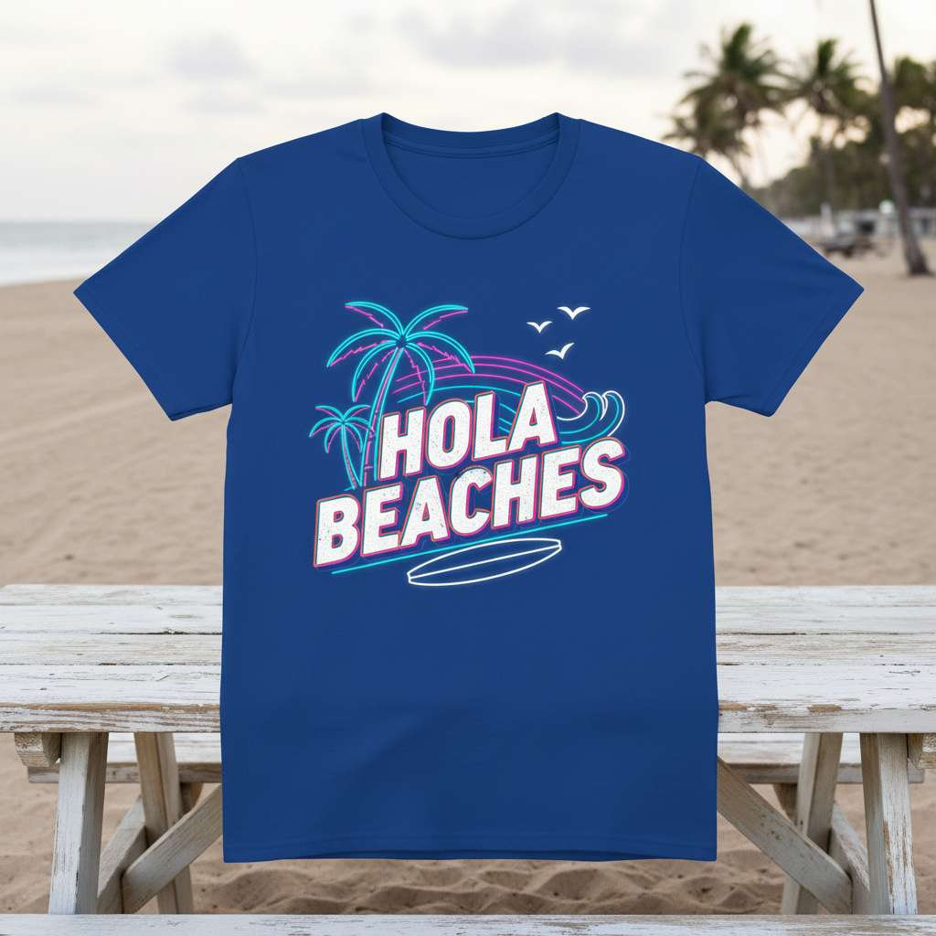 Hola Beaches Graphic T-Shirt, Summer Vacation Tee Gift Idea
