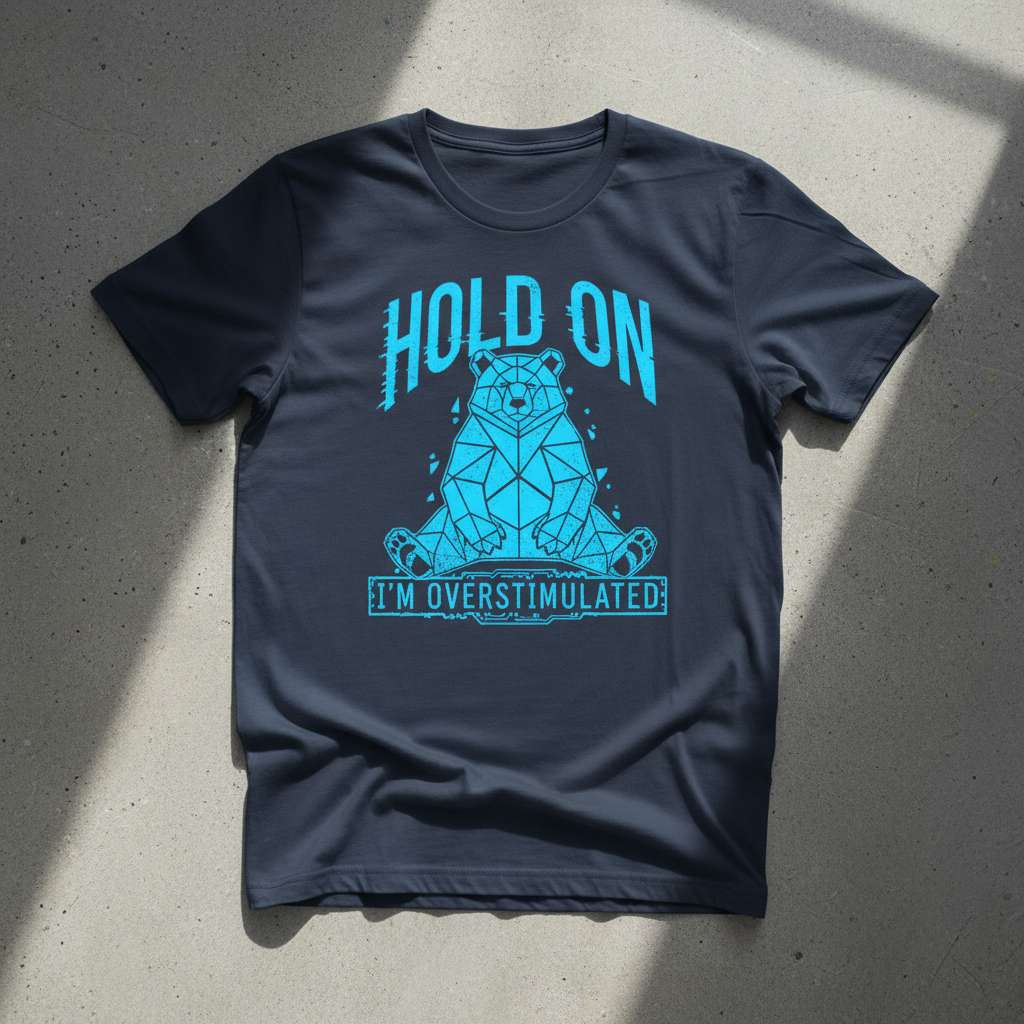 Hold On Im Overstimulated Bear T-Shirt, Funny Graphic Tee Gift
