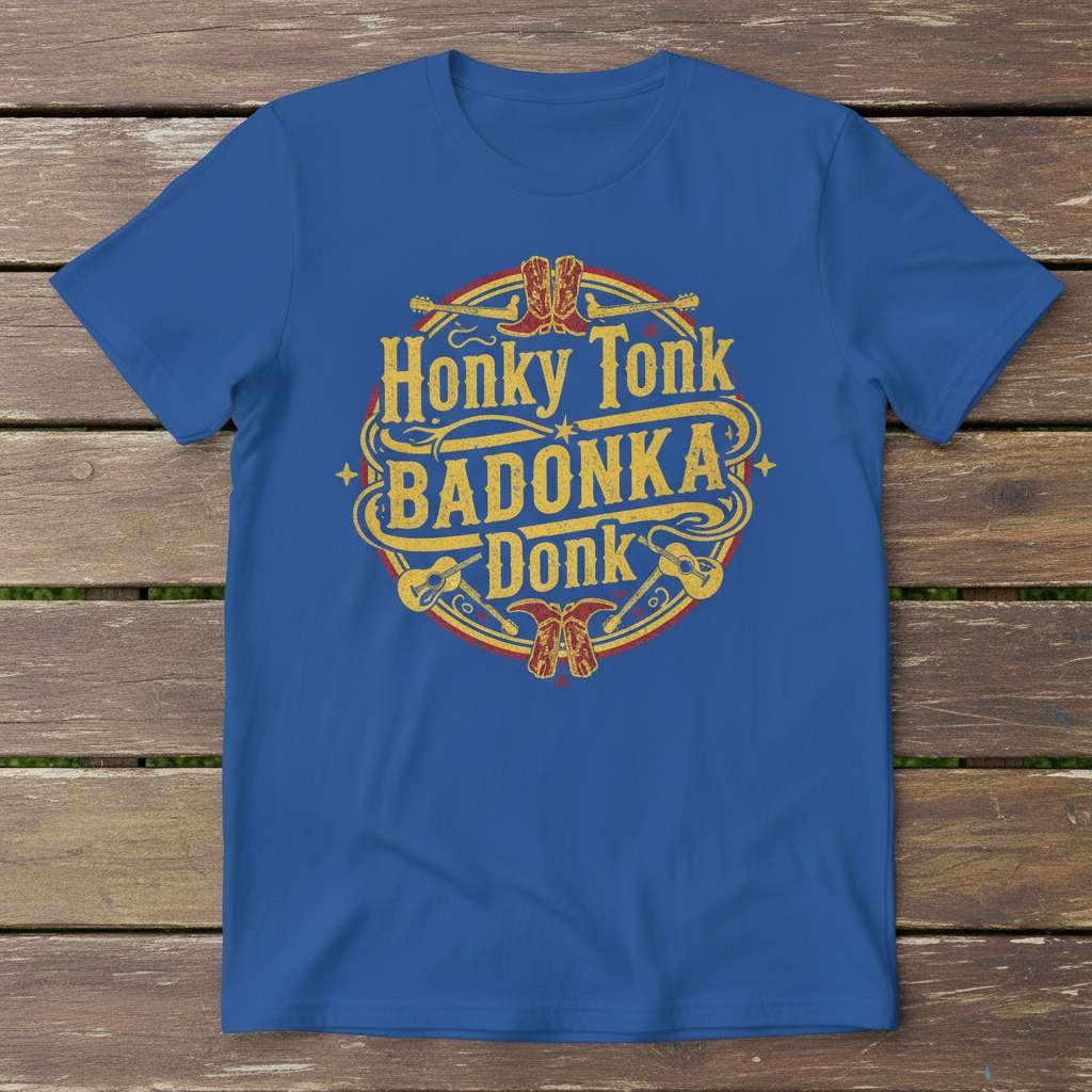 Honky Tonk Badonka Donk Graphic T-Shirt, Funny Country Music Tee Gift Idea