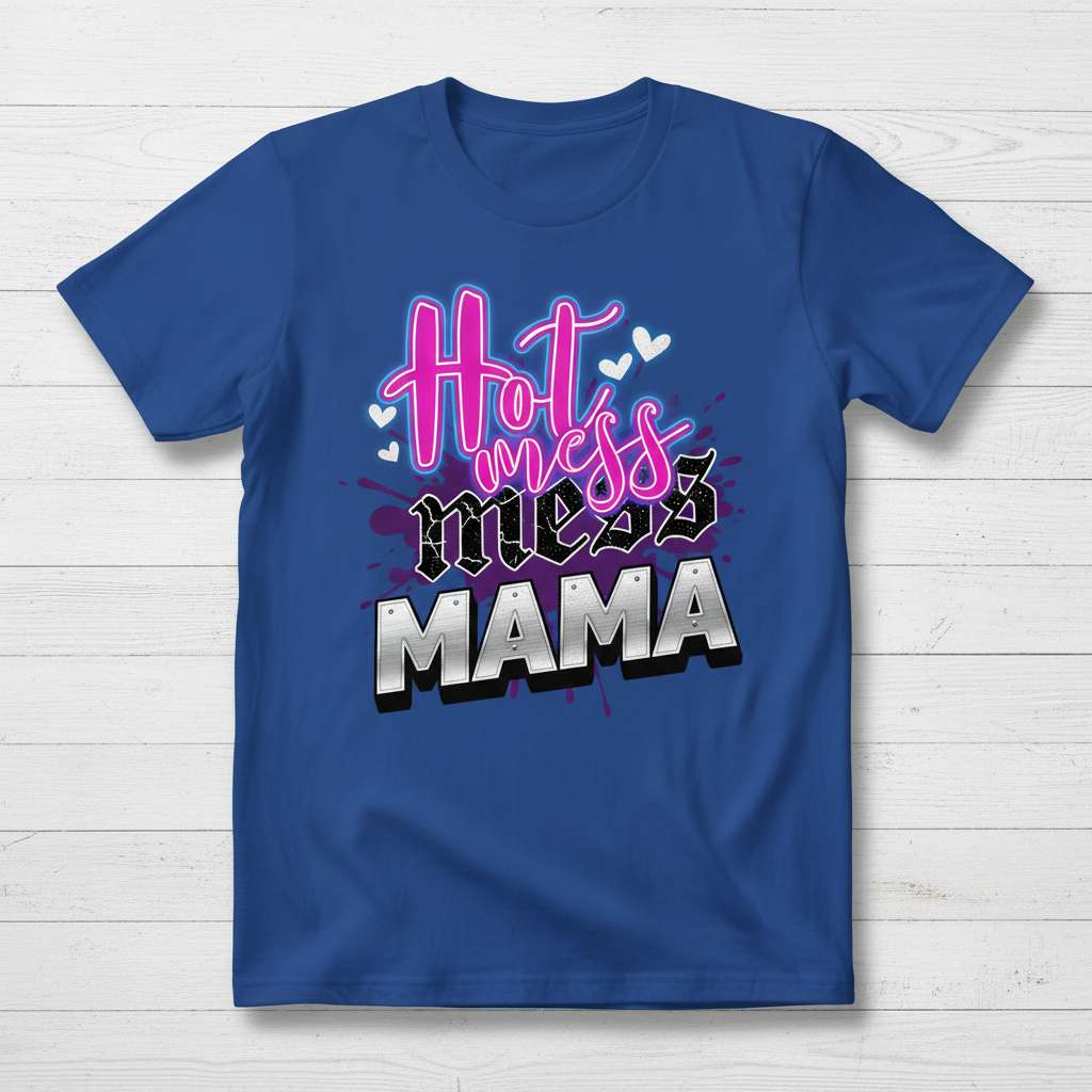 Hot Mess Mama Graphic T-Shirt, Funny Mom Tee Gift Idea