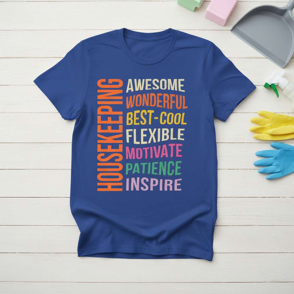 Housekeeping Awesome Wonderful Best-Cool Flexible Motivate Patience Inspire T-Shirt, Novelty Tee Gift Idea