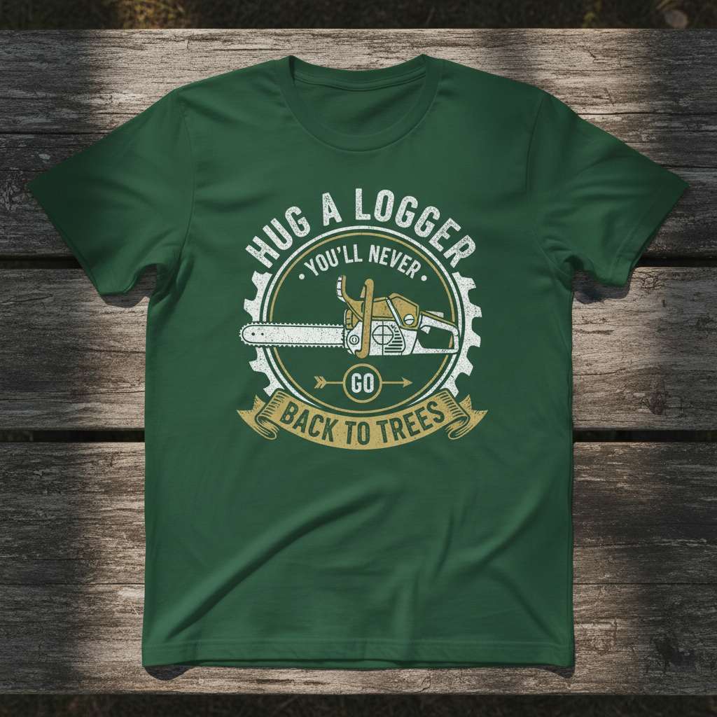 Hug A Logger Youll Never Go Back To Trees Vintage Distressed T-Shirt Funny Tee