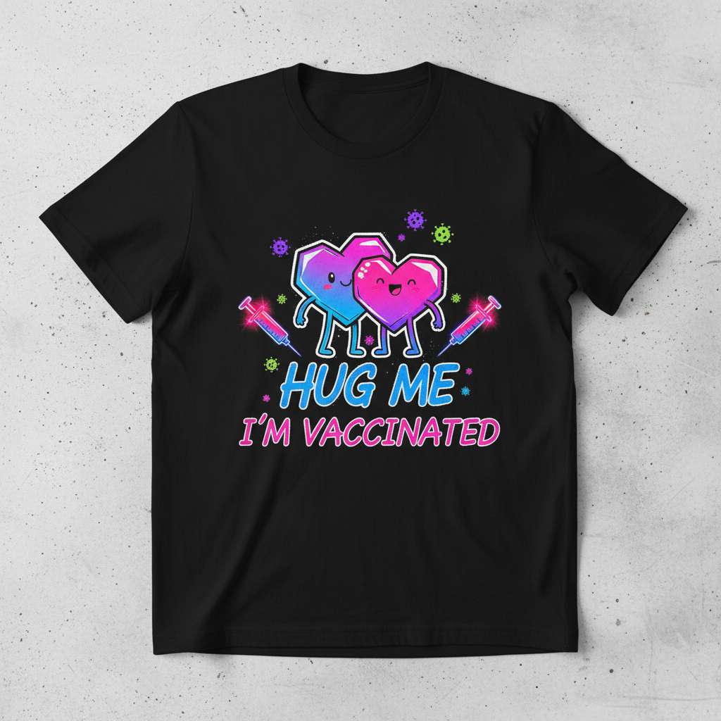 Hug Me Im Vaccinated Graphic T-Shirt, Cute Vaccine Tee Gift Idea