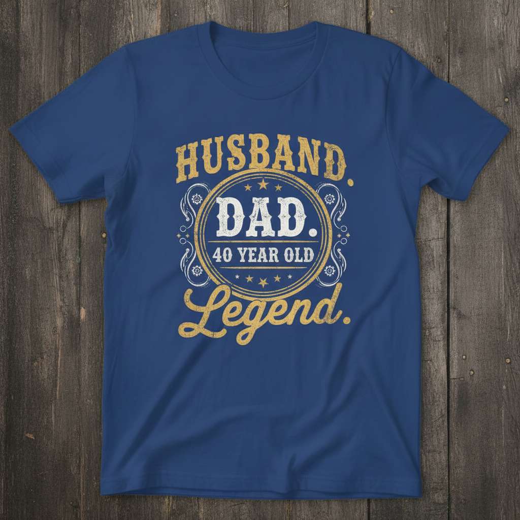 Husband Dad 40 Year Old Legend Graphic T-Shirt, Funny Birthday Tee Idea