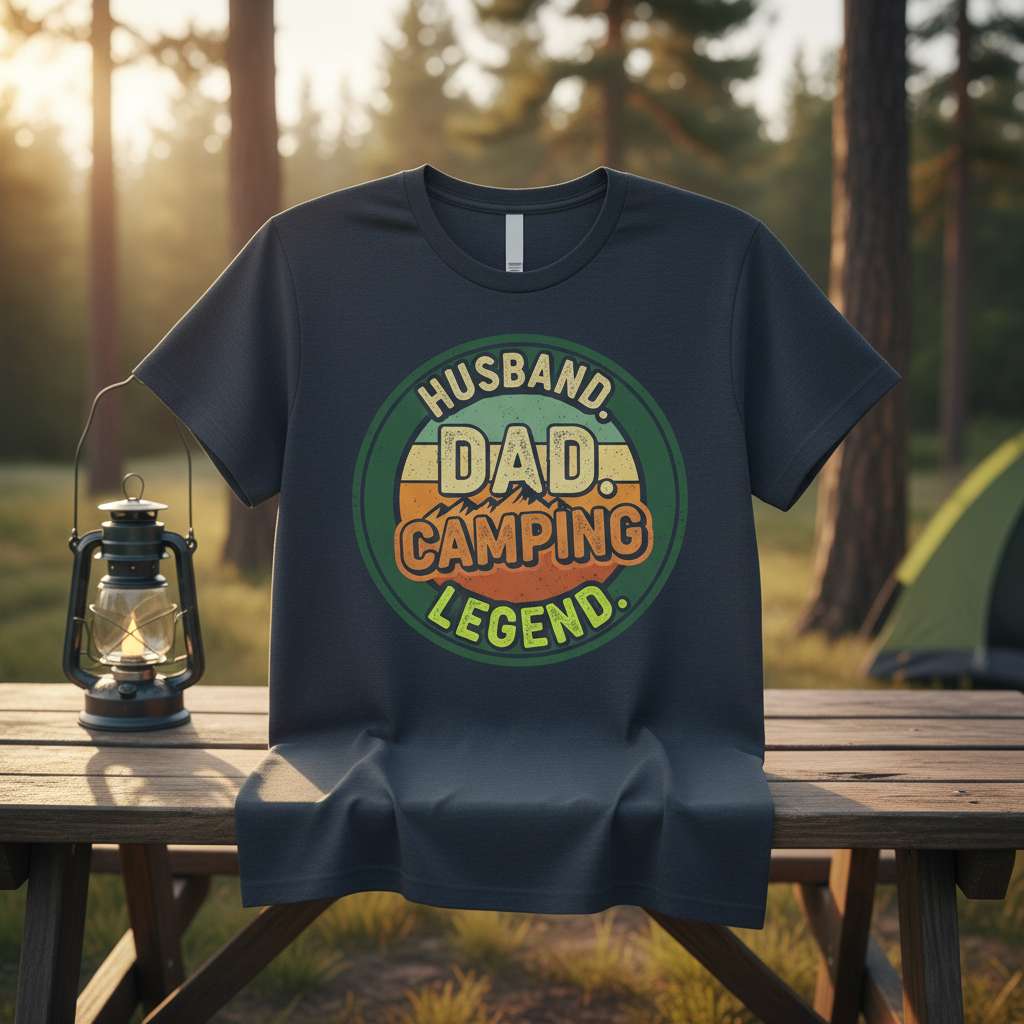 Husband Dad Camping Legend Graphic T-Shirt, Outdoor Tee Gift Idea
