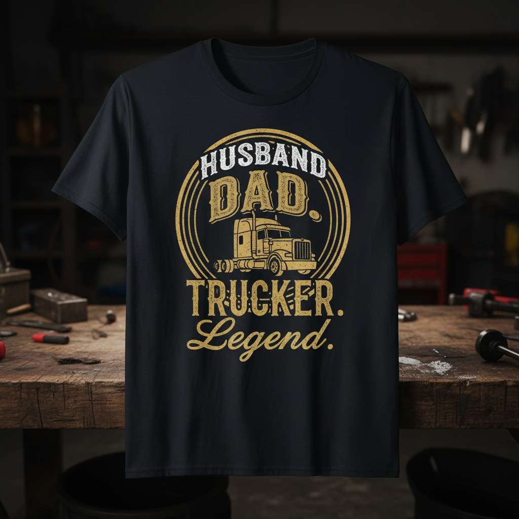 Husband Dad Trucker Legend Vintage T-Shirt, Trucker Gear Gift Idea