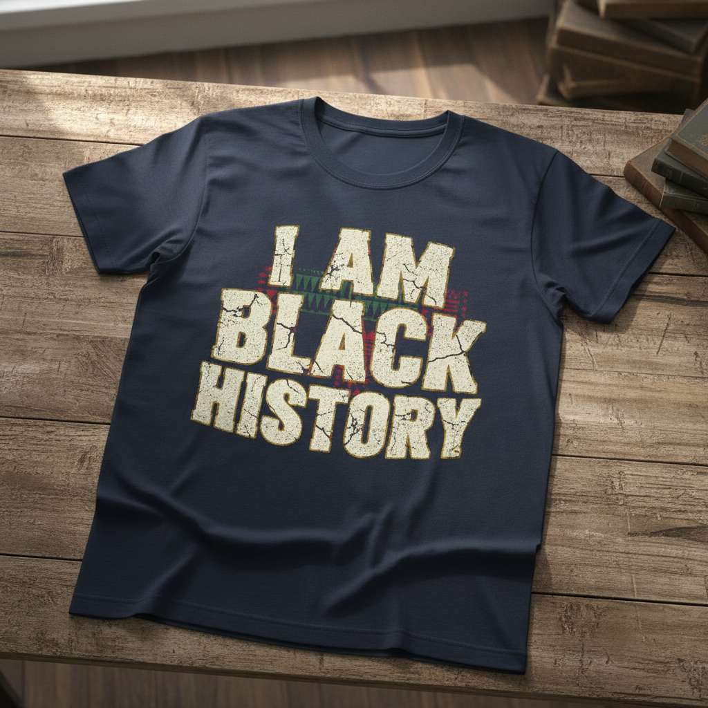 I Am Black History Distressed Graphic T-Shirt, Vintage Novelty Tee Present