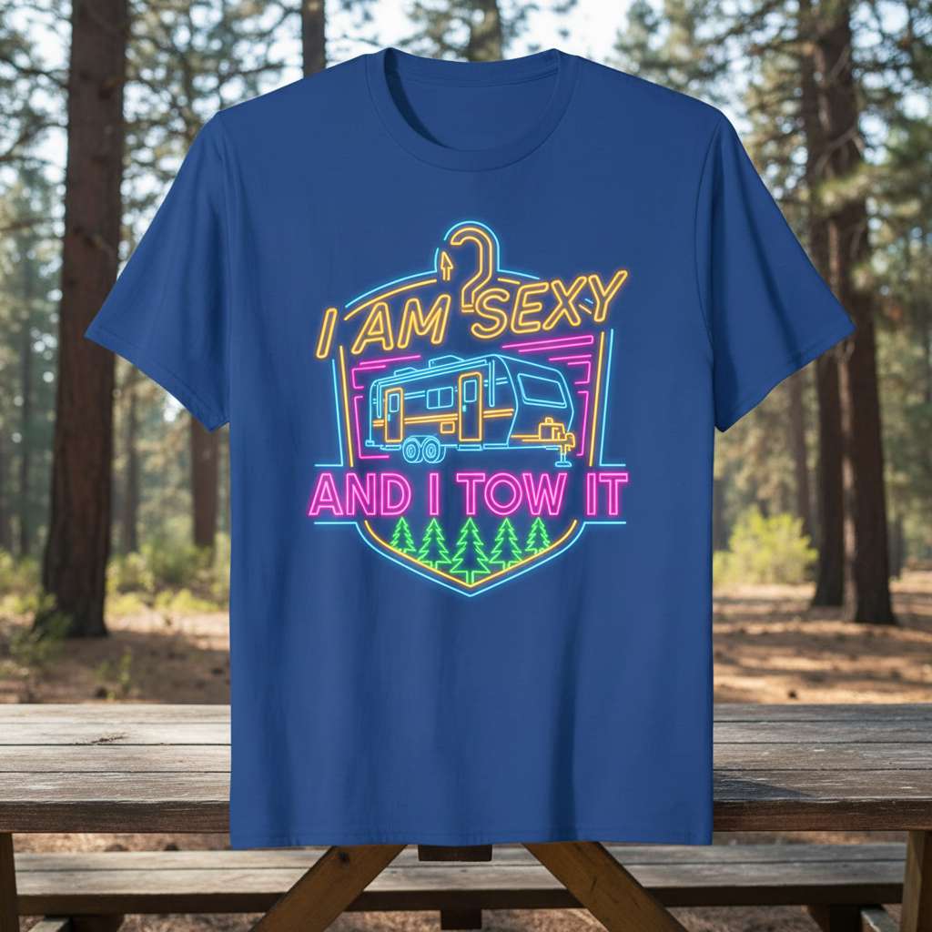I Am Sexy And I Tow It Funny Camper Neon T-Shirt, Cute RV Tee Gift Idea
