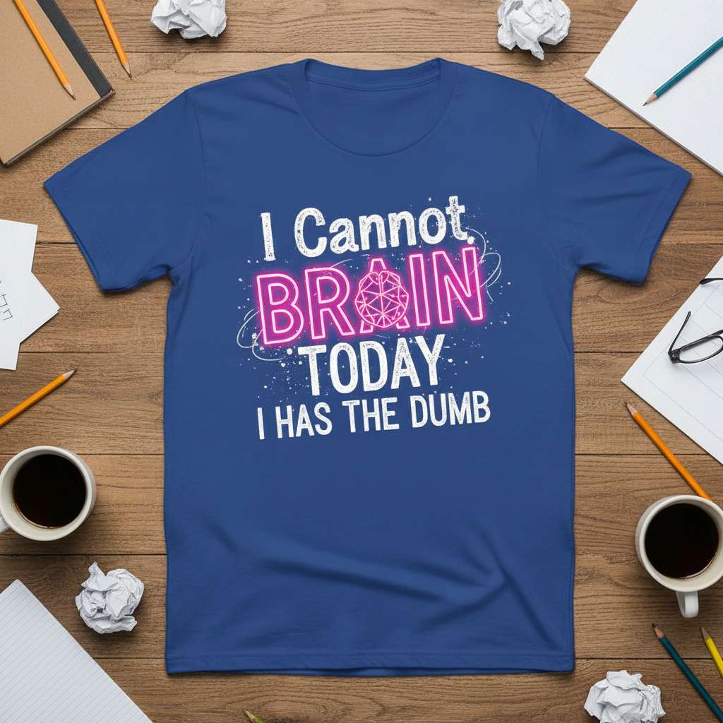 I Cannot Brain Today I Has The Dumb Funny T-Shirt, Novelty Tee