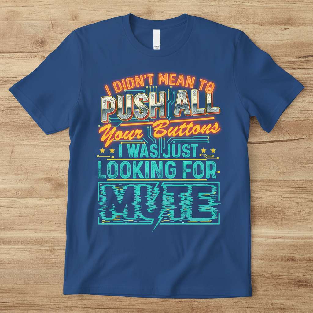 I Didnt Mean To Push All Your Buttons I Was Just Looking For Mute Funny T-Shirt Graphic Tee