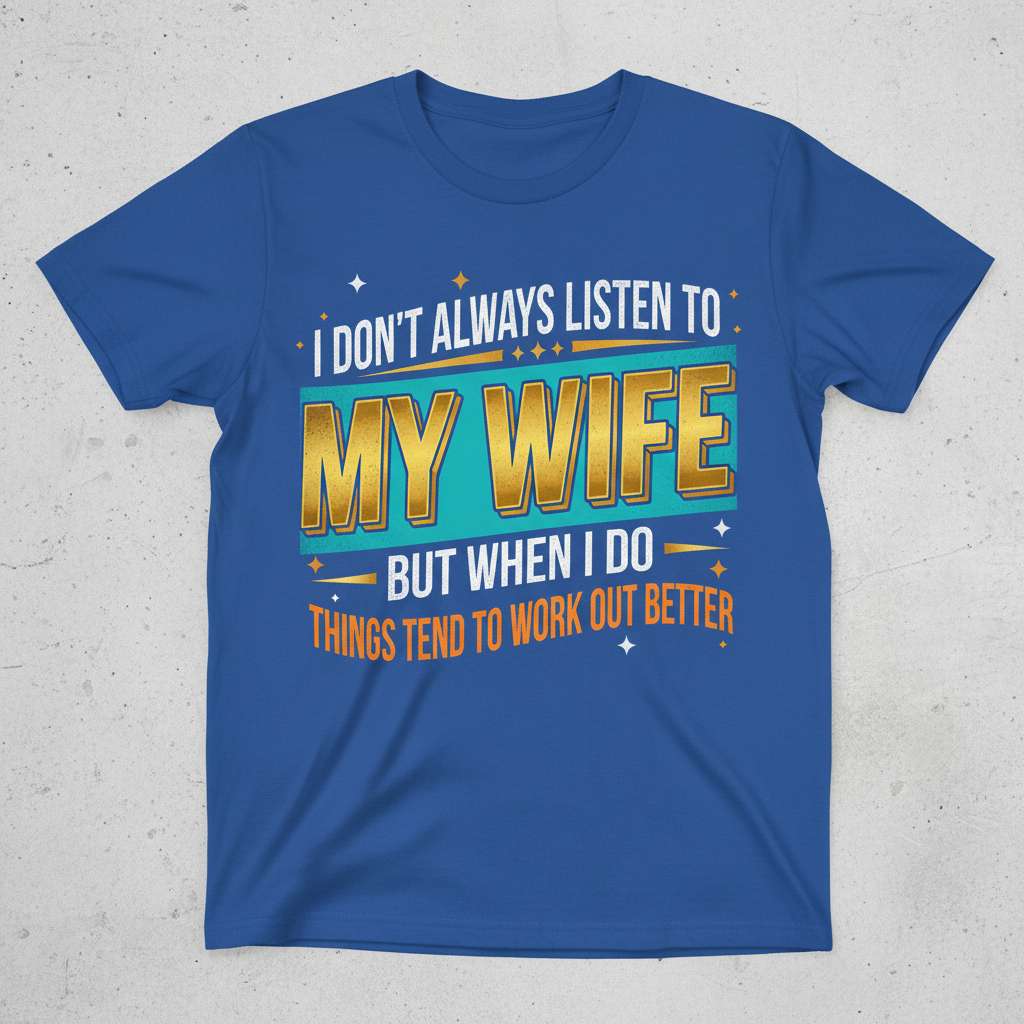 I Dont Always Listen To My Wife But When I Do Things Tend To Work Out Better Graphic T-Shirt, Funny Tee Idea