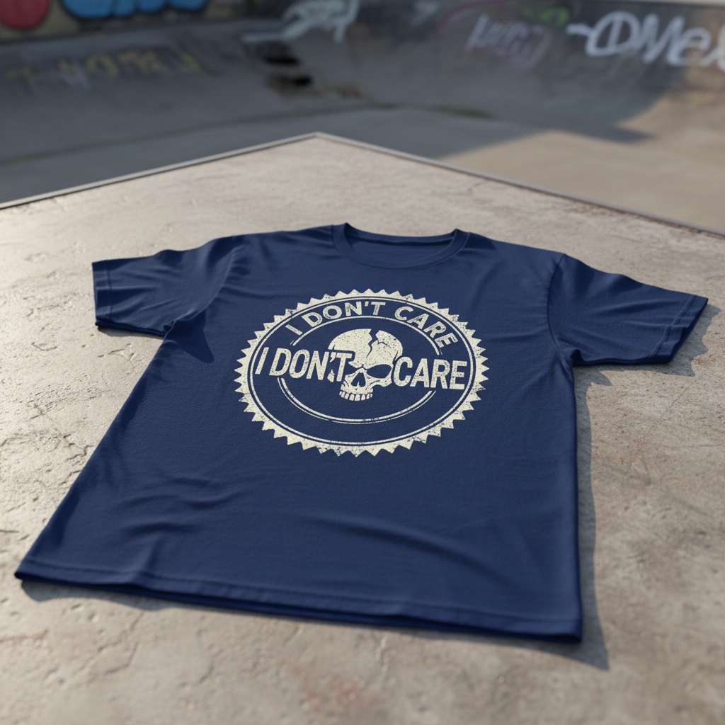 I Dont Care Skull T-Shirt, Funny Graphic Tee Gift Idea