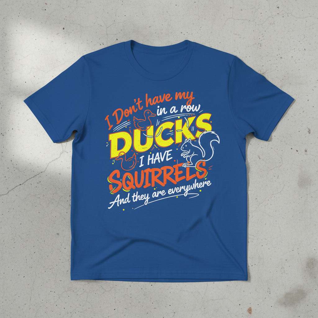 I Dont Have My Ducks In A Row I Have Squirrels And They Are Everywhere Funny T-Shirt, Novelty Tee Gift Idea