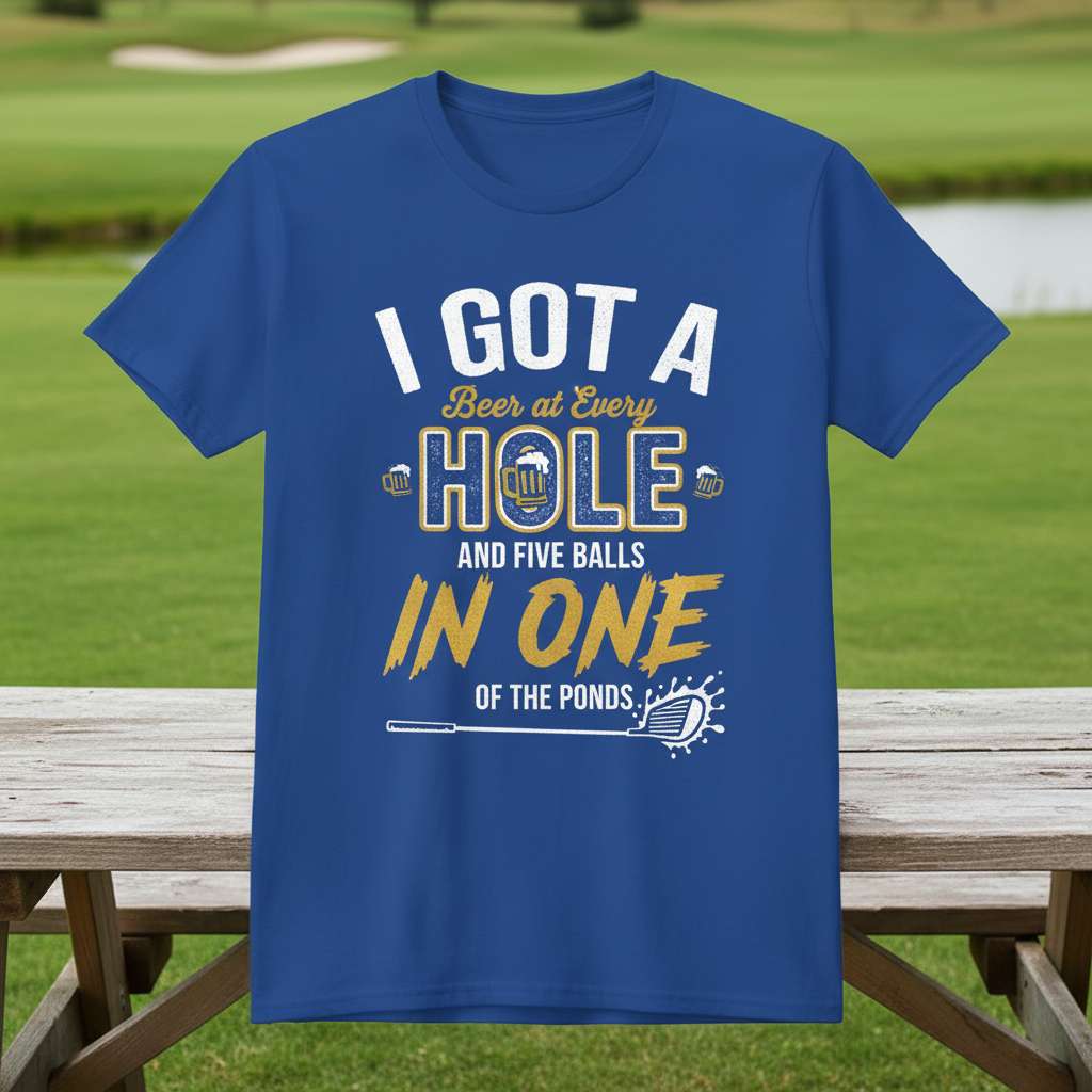 I Got A Beer At Every Hole In One T-Shirt, Funny Golf Tee Gift Idea