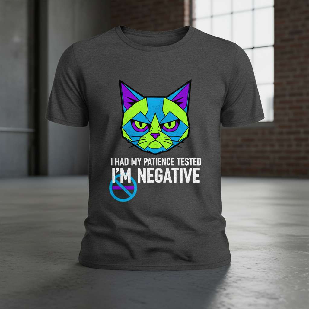 I Had My Patience Tested Im Negative Cat Graphic T-Shirt, Funny Cat Tee