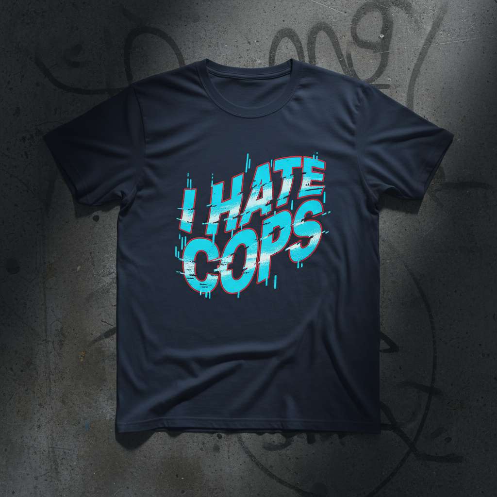 I Hate Cops Graphic T-Shirt, Funny Statement Tee Gift