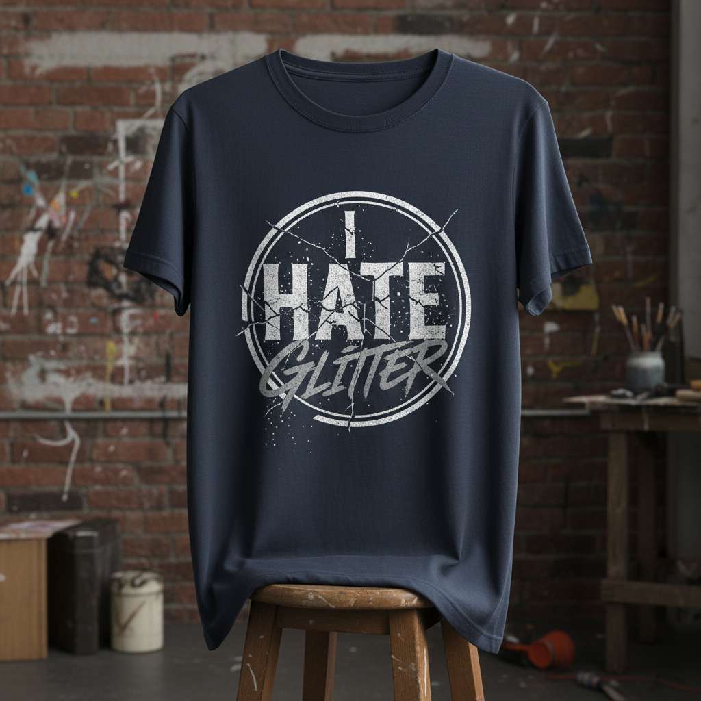 I Hate Glitter Graphic T-Shirt, Funny Statement Tee